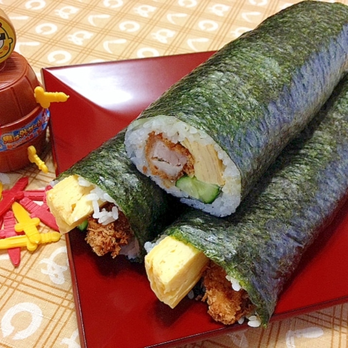 とんかつ★巻き寿司(受験に勝巻き)